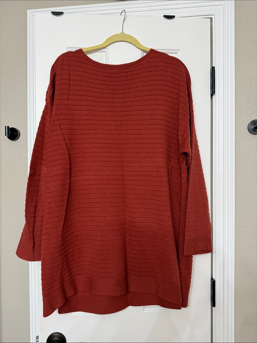 Chico's Brick Red Ribbed Tunic Top - Picture 2 of 3